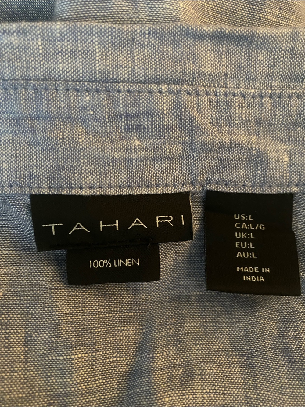 Tahari women’s Light Blue Linen Button-Down Shirt